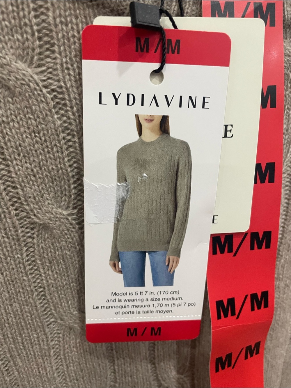 100% Cashmere LydiaVine Taupe Cable-Knit Crew Sweater - Women's